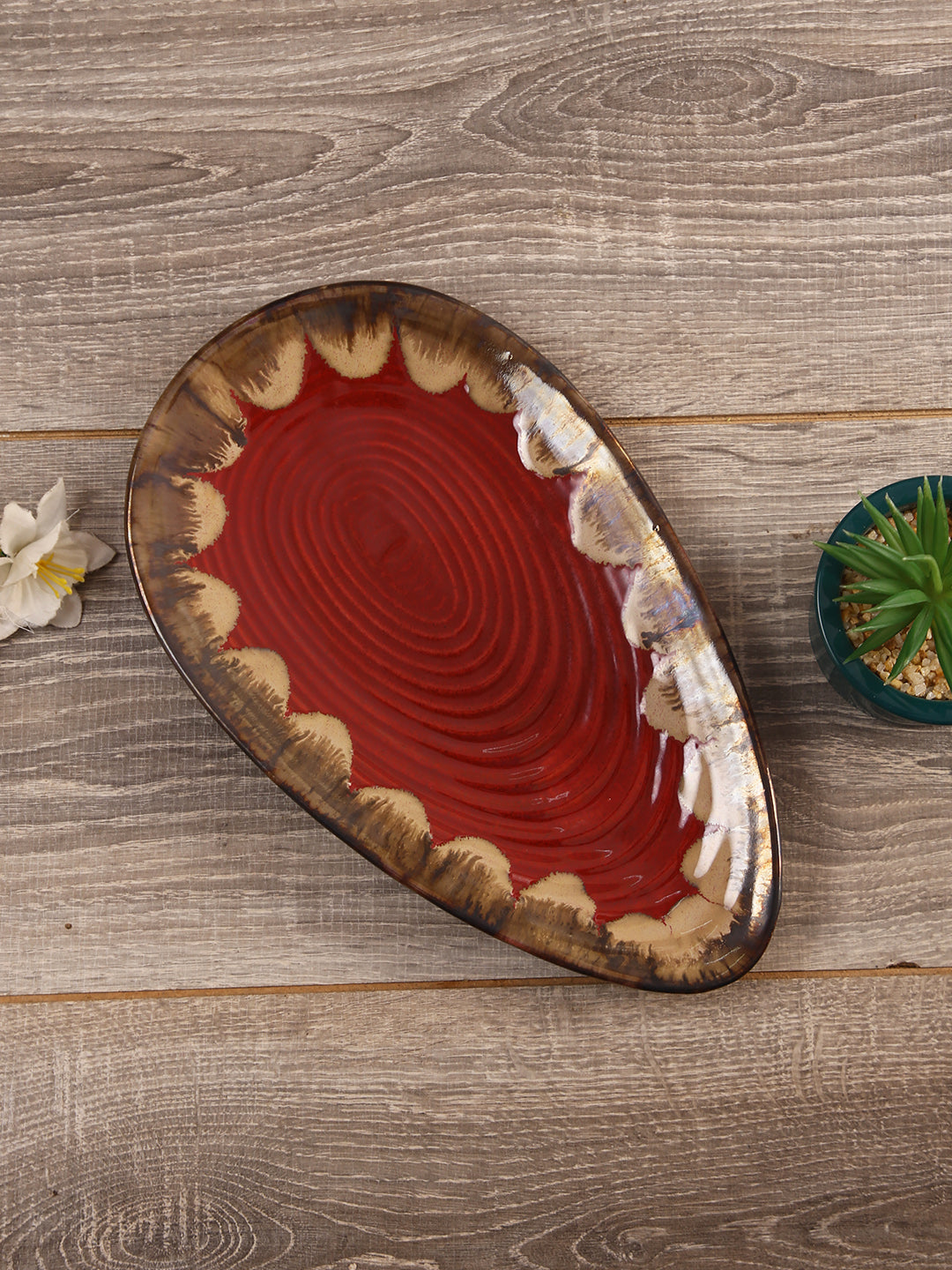 Red Almond shaped Platter