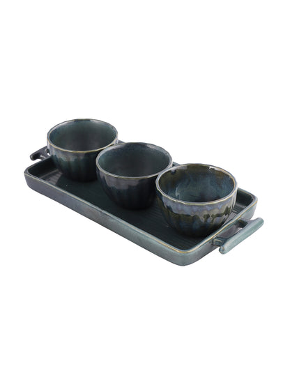 Ceramic Bowl Set with Tray