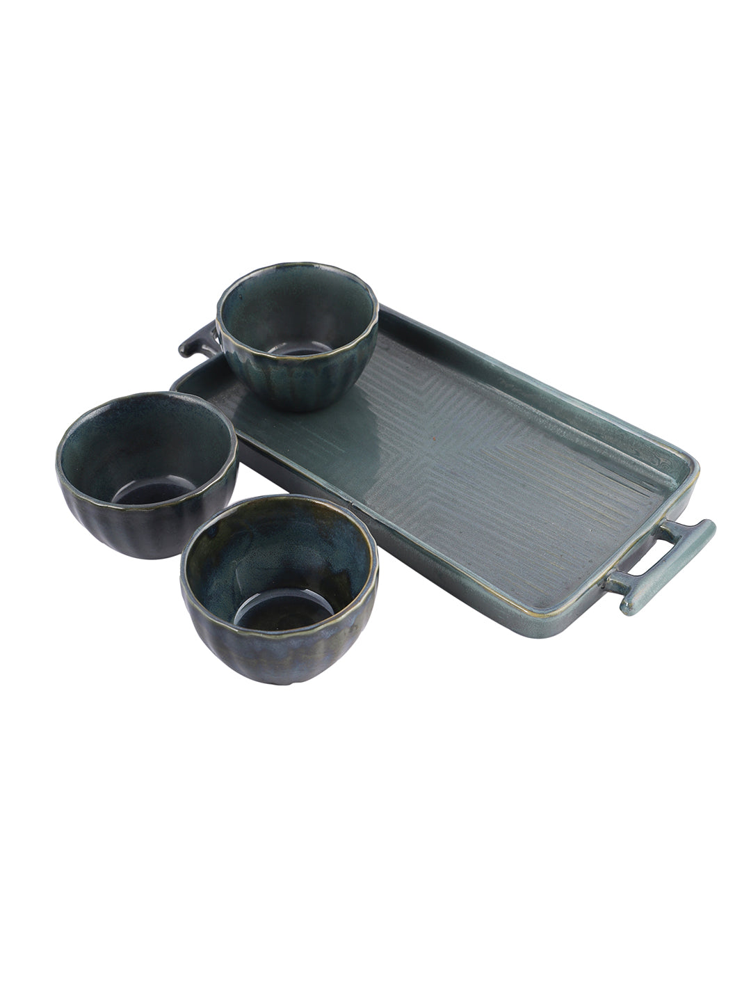 Ceramic Bowl Set with Tray