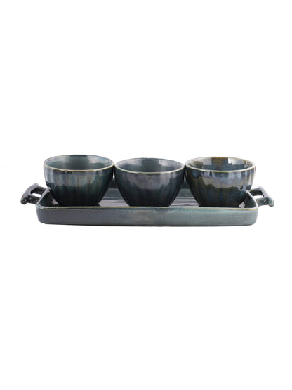 Ceramic Bowl Set with Tray