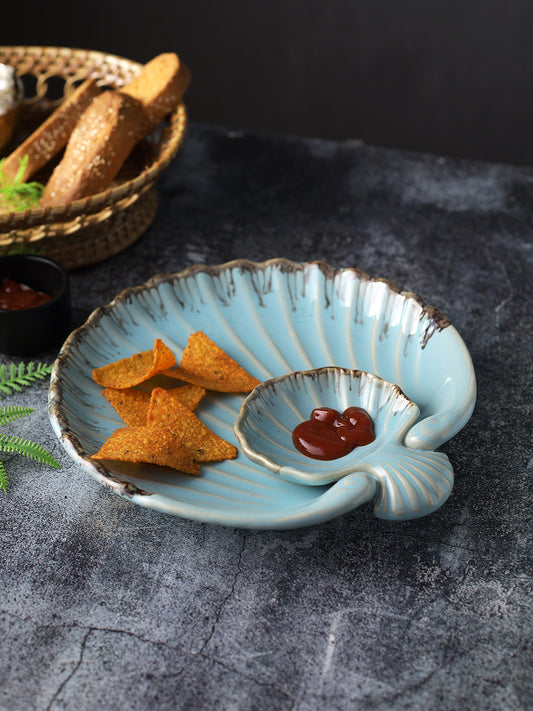 Sea Shell Platter with attached Dip