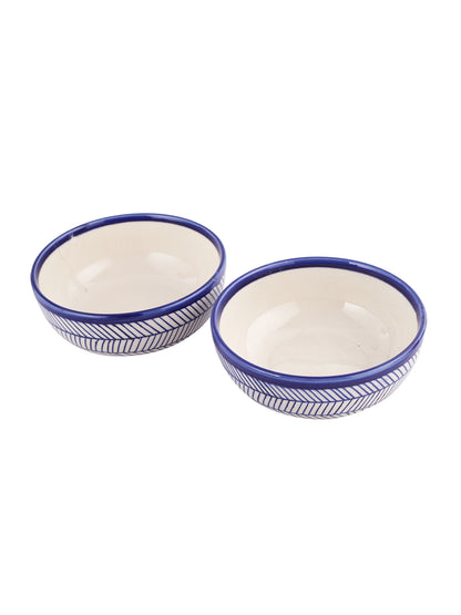 Set of 2 Ceramic Blue Serving Bowls