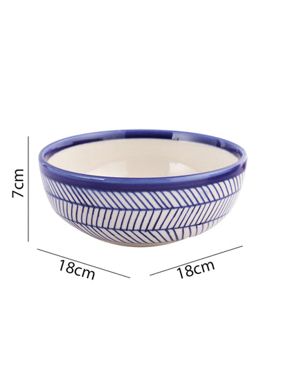 Set of 2 Ceramic Blue Serving Bowls