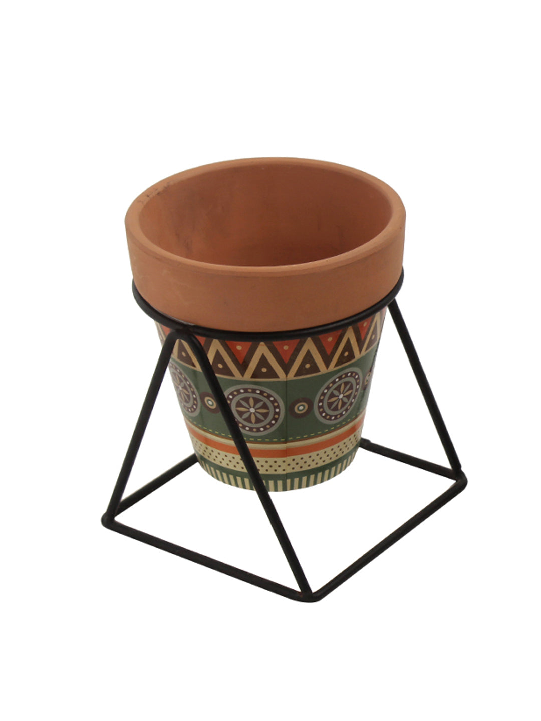 Brown Printed Pot with Stand