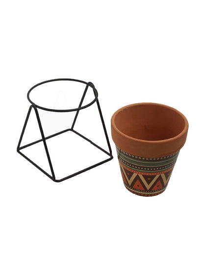 Brown Printed Pot with Stand