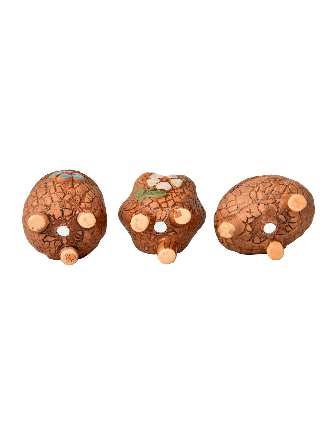 Set of 3 Nature's Embrace Painted Ceramic Planters