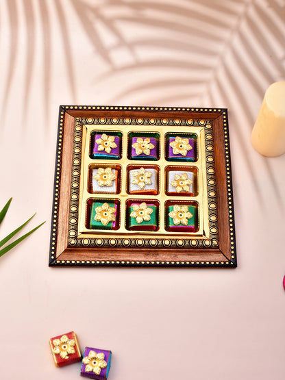 Set Of 3 Kundan Embellished Rakhi with Box of 9 handmade chocolates