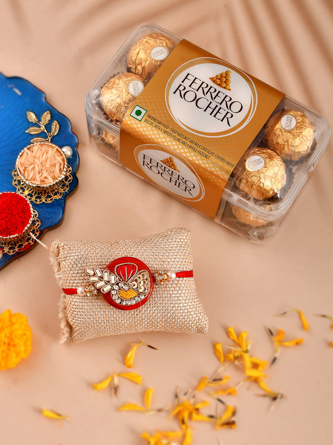 Zardosi Rakhi with Ferrero Rocher Box