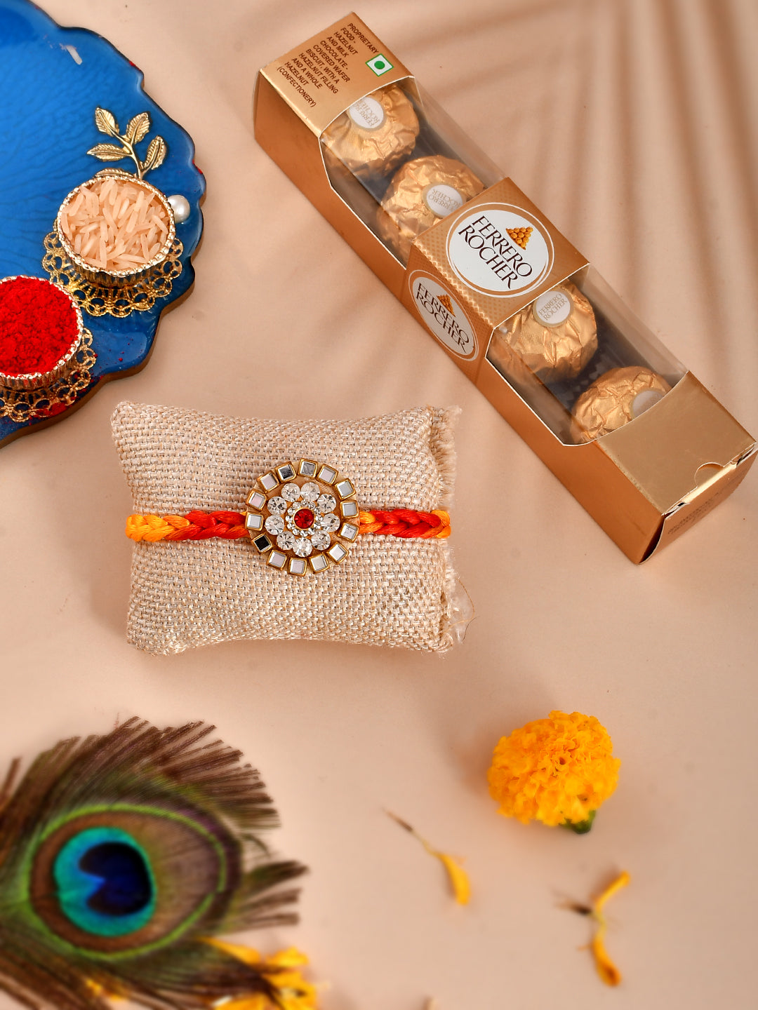 Ethnic Rakhi with Ferrero Rocher