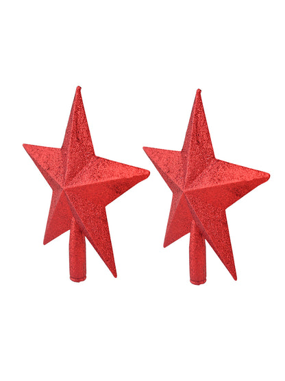 2-Pcs Red Shimmer Star Topper