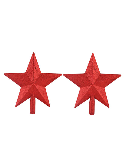 2-Pcs Red Shimmer Star Topper