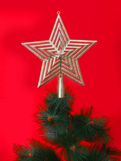 Set Of 2 Yellow Shimmering Sparkle Star Topper