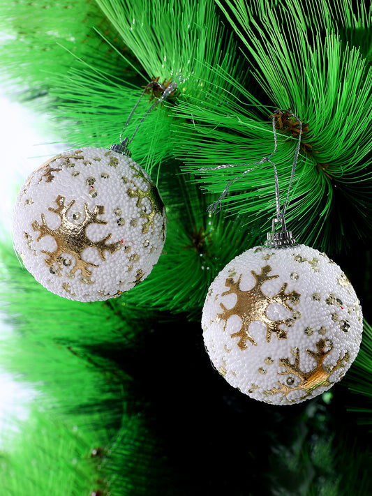 Set of 6 Golden Snowfall Ball Ornaments