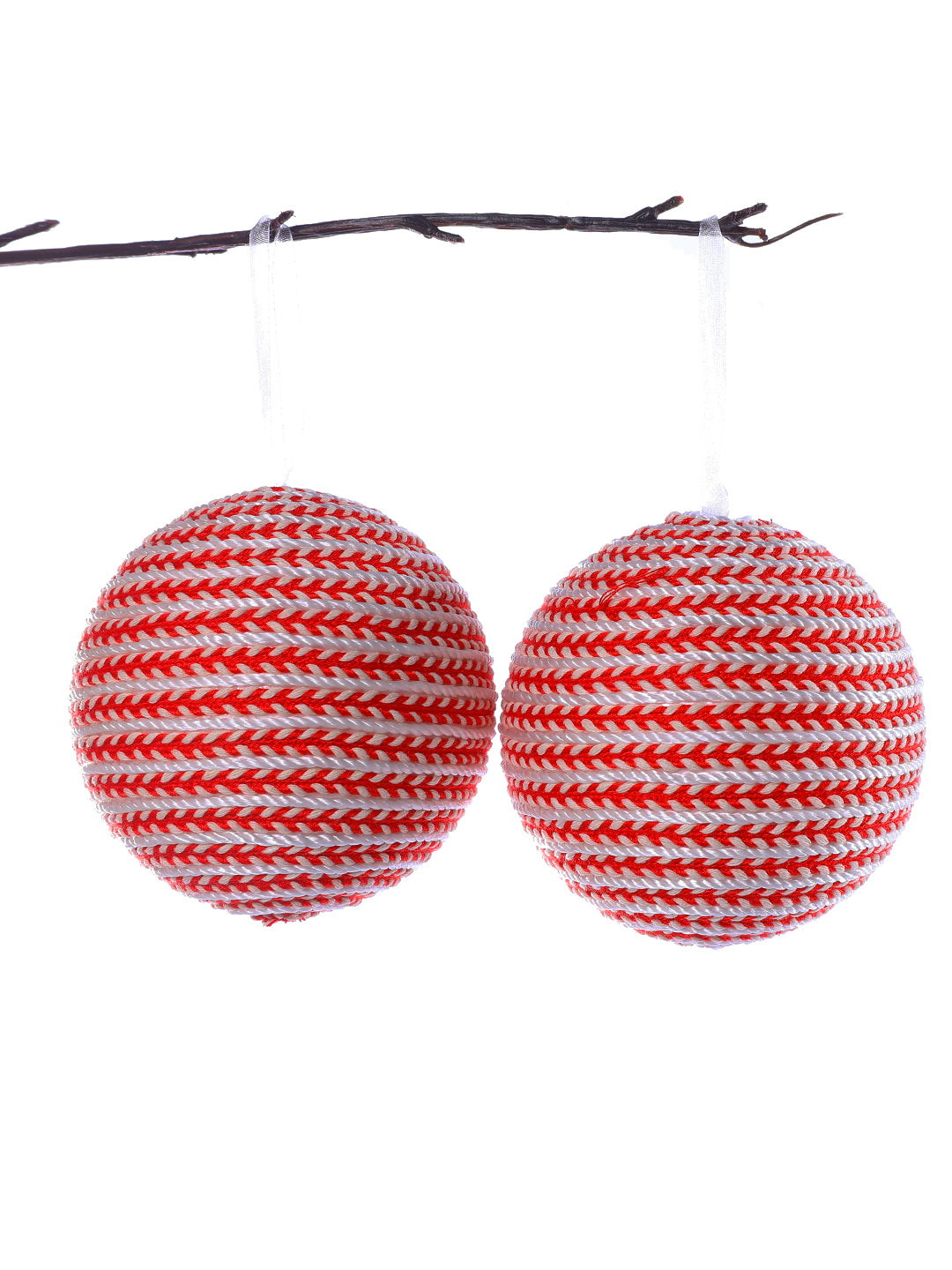 Red and White Holiday Harmony Ornament Set of 2