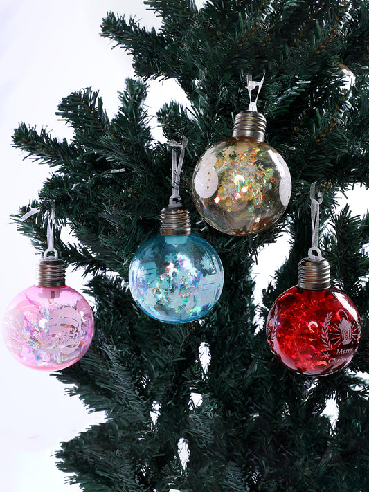 Set of 12 Multicoloured LED Christmas Ornaments