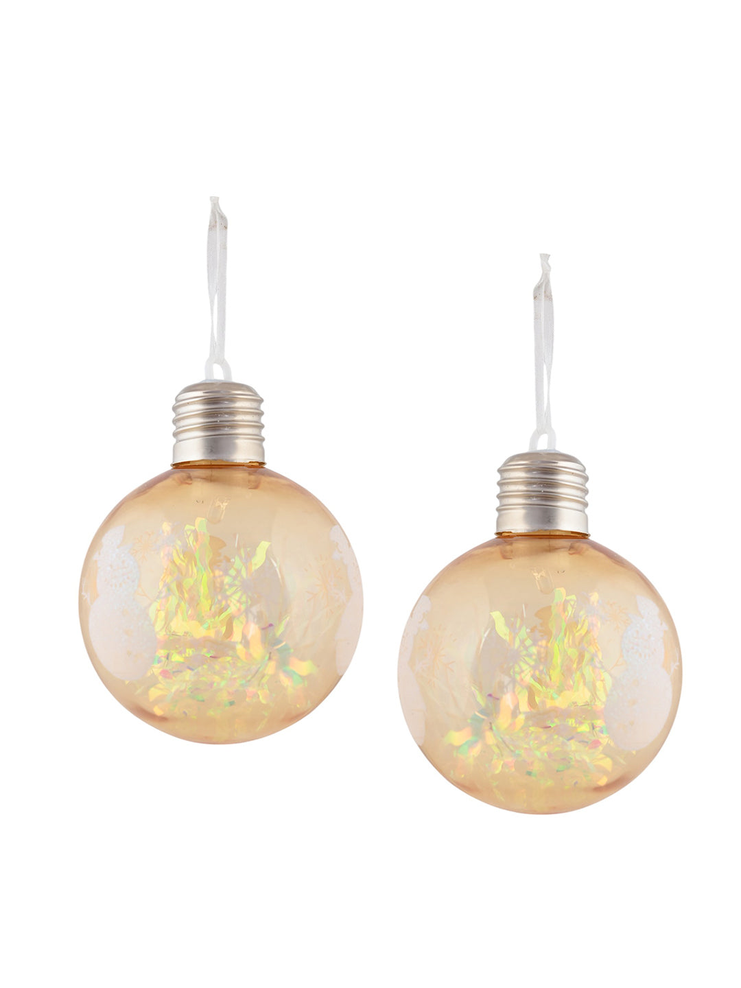 Set Of 2 LED Printed Christmas Ornaments