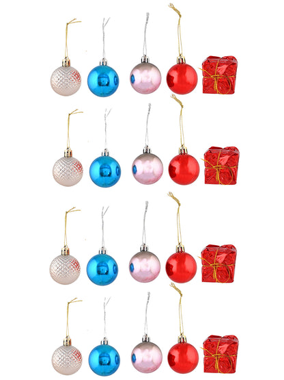 Set Of 20 Red & Blue  Hanging Christmas Decor