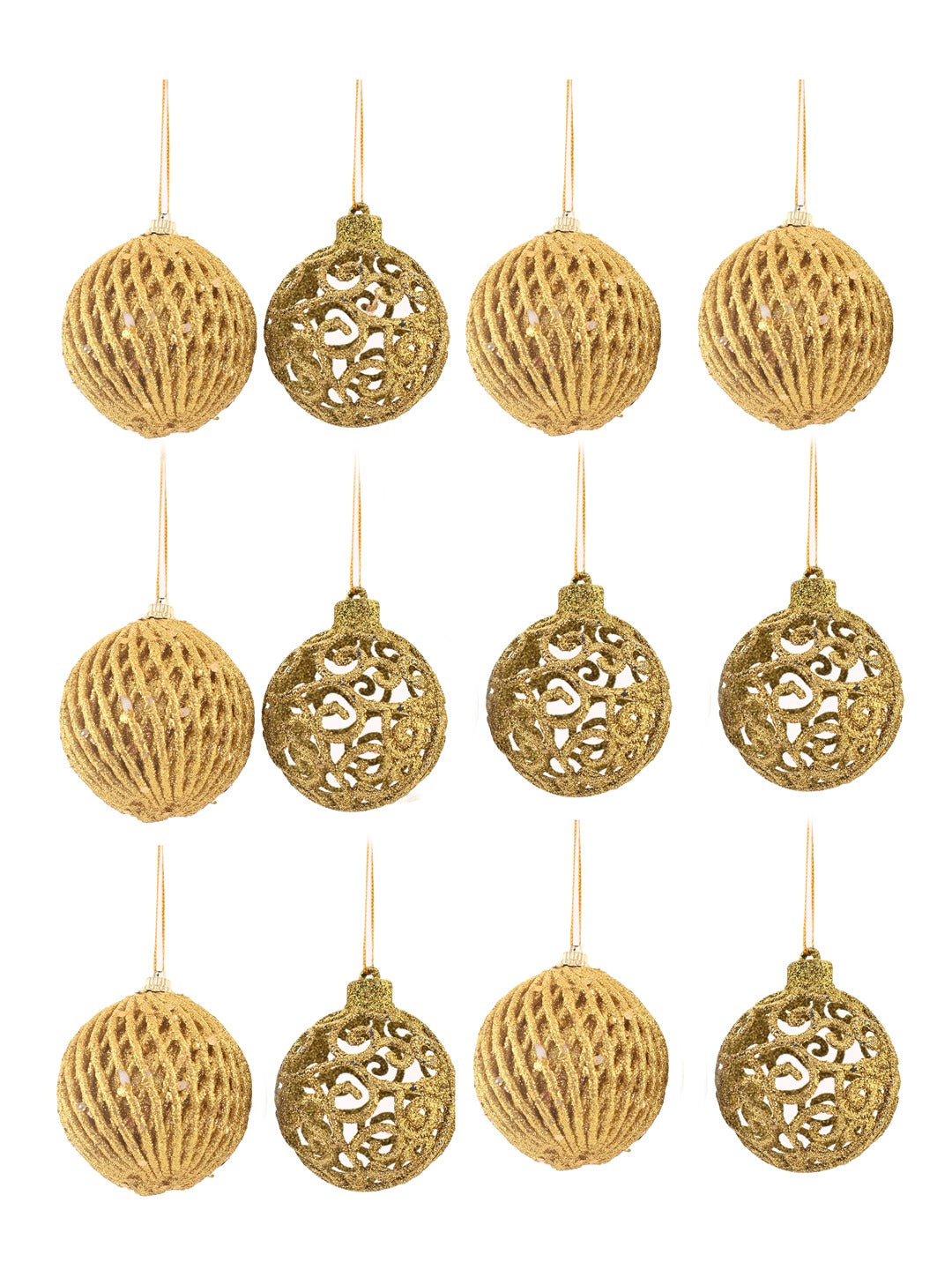 Set Of 12 Glitter Hanging Balls