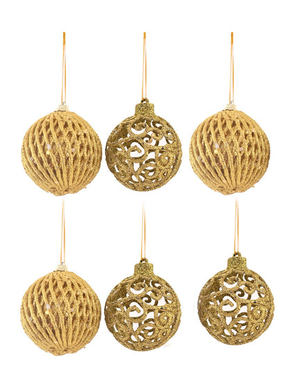 Set Of 12 Glitter Hanging Balls