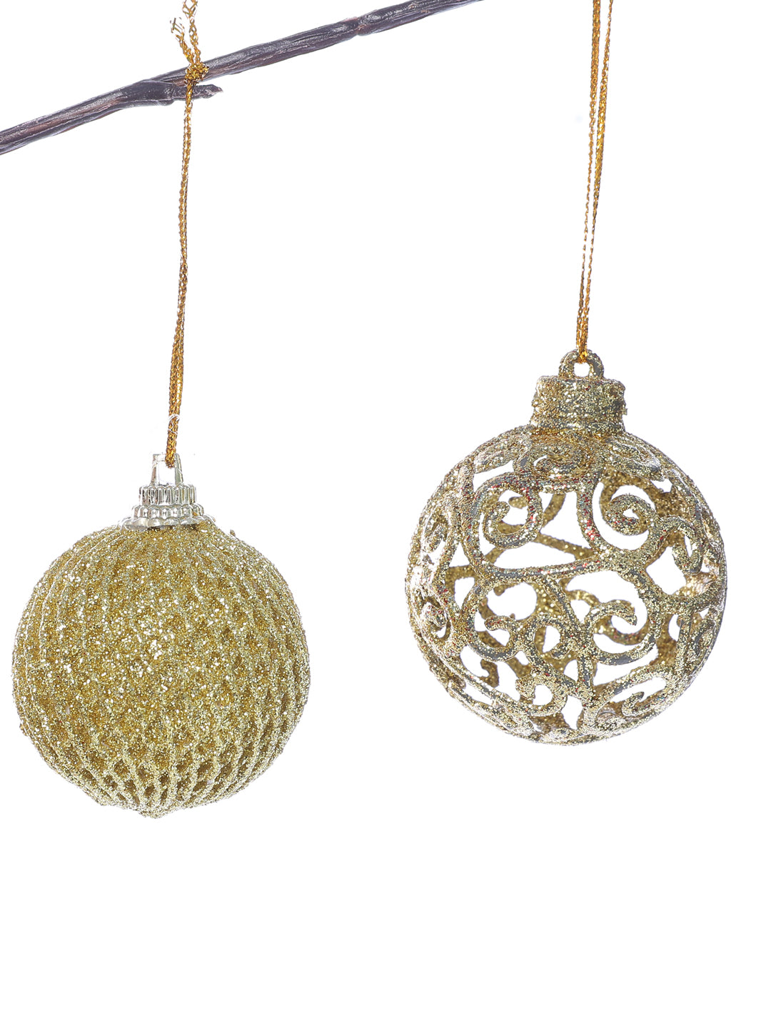 Set Of 12 Glitter Hanging Balls