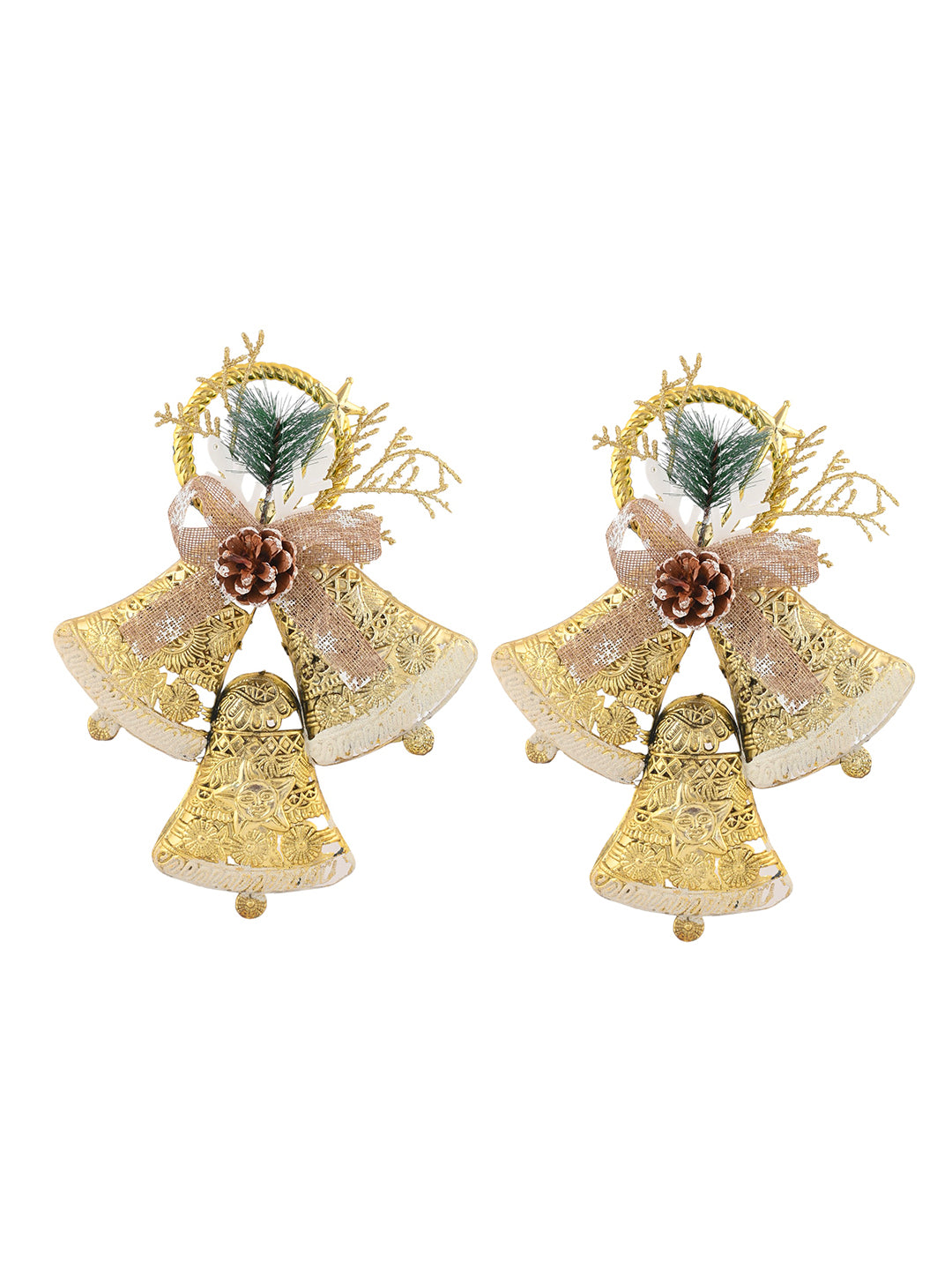 2-Pcs Yellow Hanging Half Jingle Bells