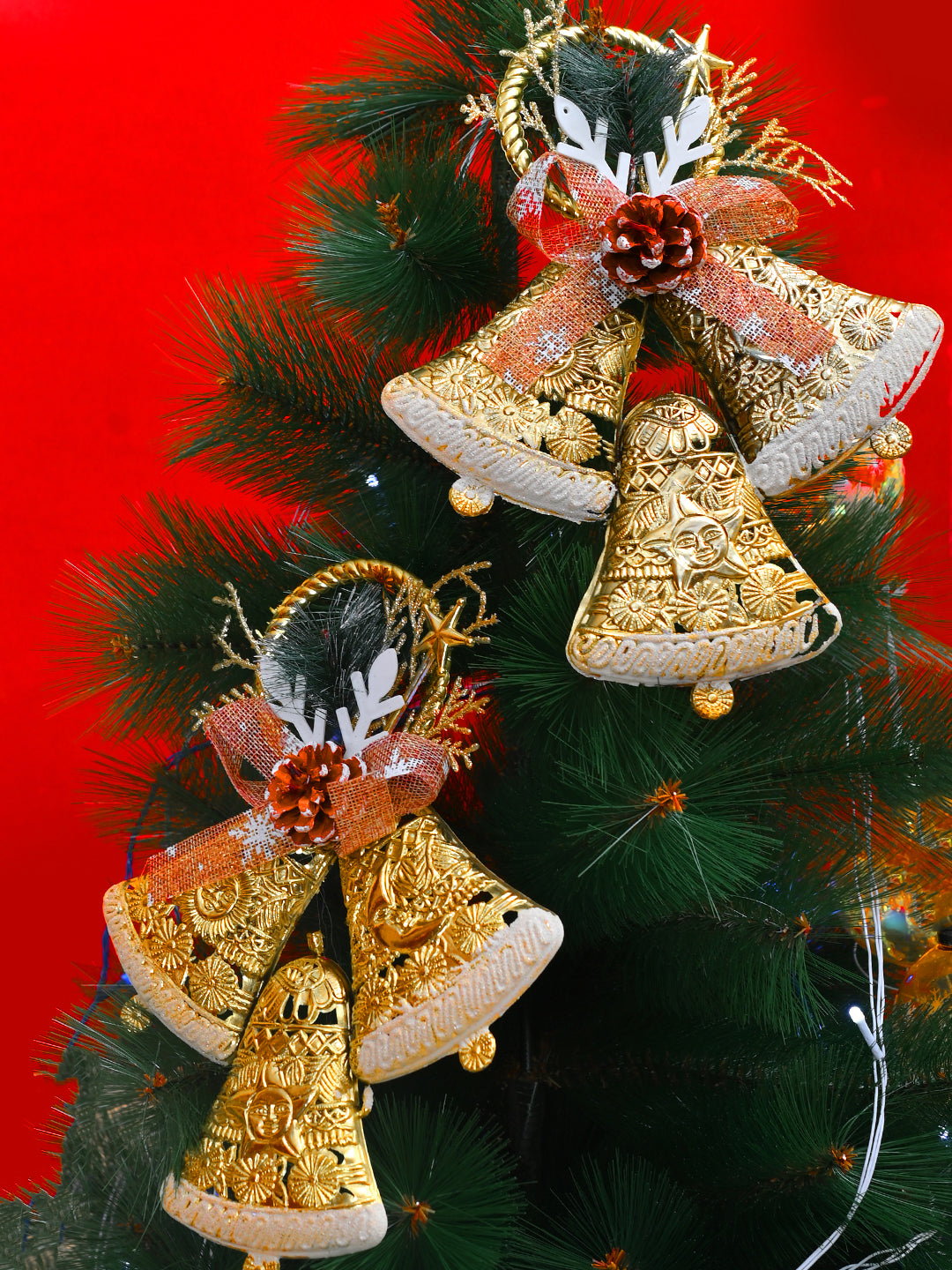 2-Pcs Yellow Hanging Half Jingle Bells