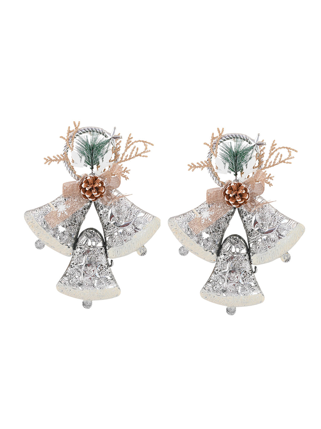 2-Pcs Grey Hanging Half Jingle Bells