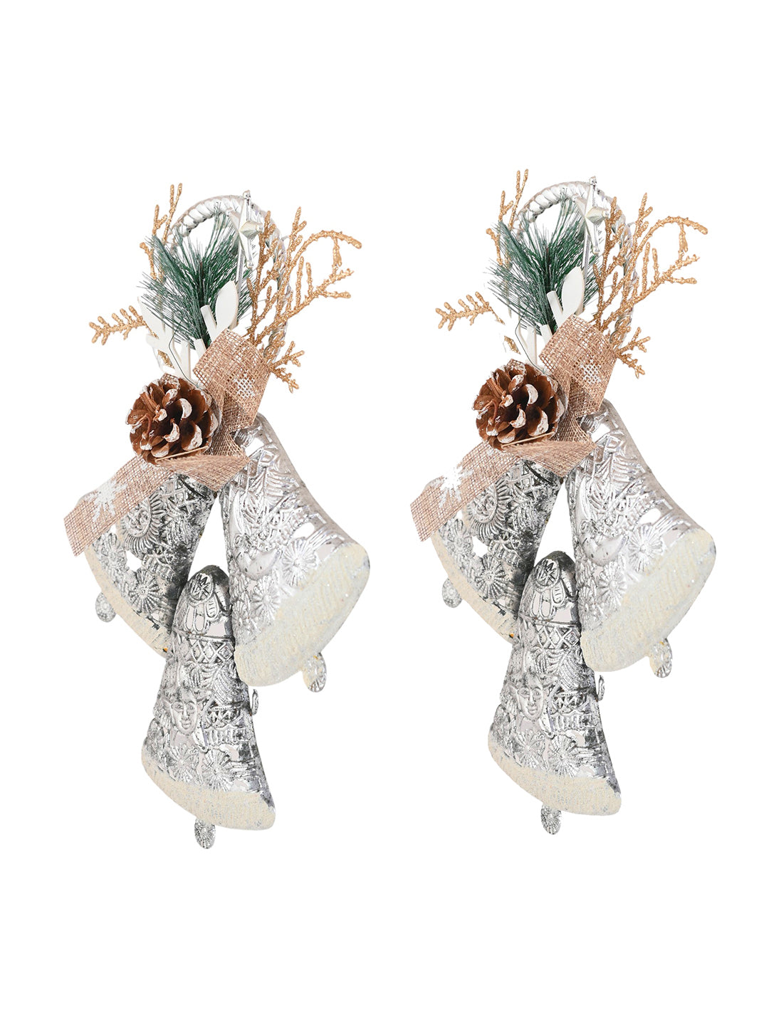 2-Pcs Grey Hanging Half Jingle Bells