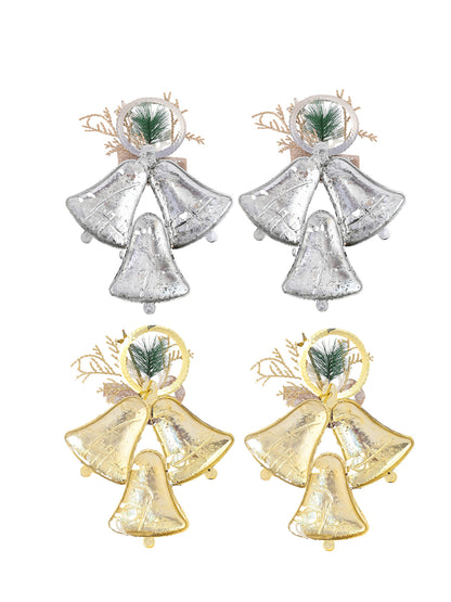4-Pcs Grey & Yellow Hanging Half Jingle Bells
