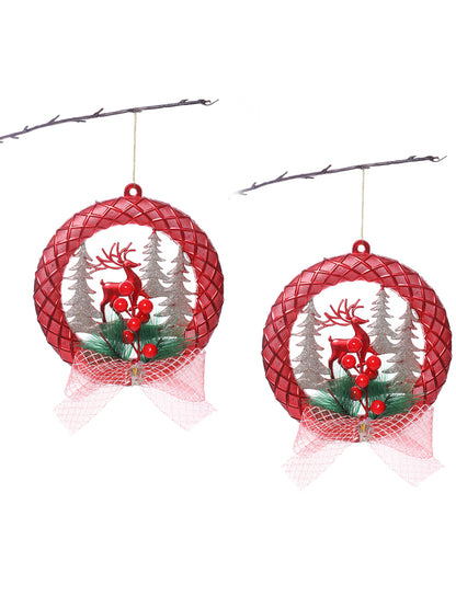 Set Of 2 Red & Green Classic Wreath
