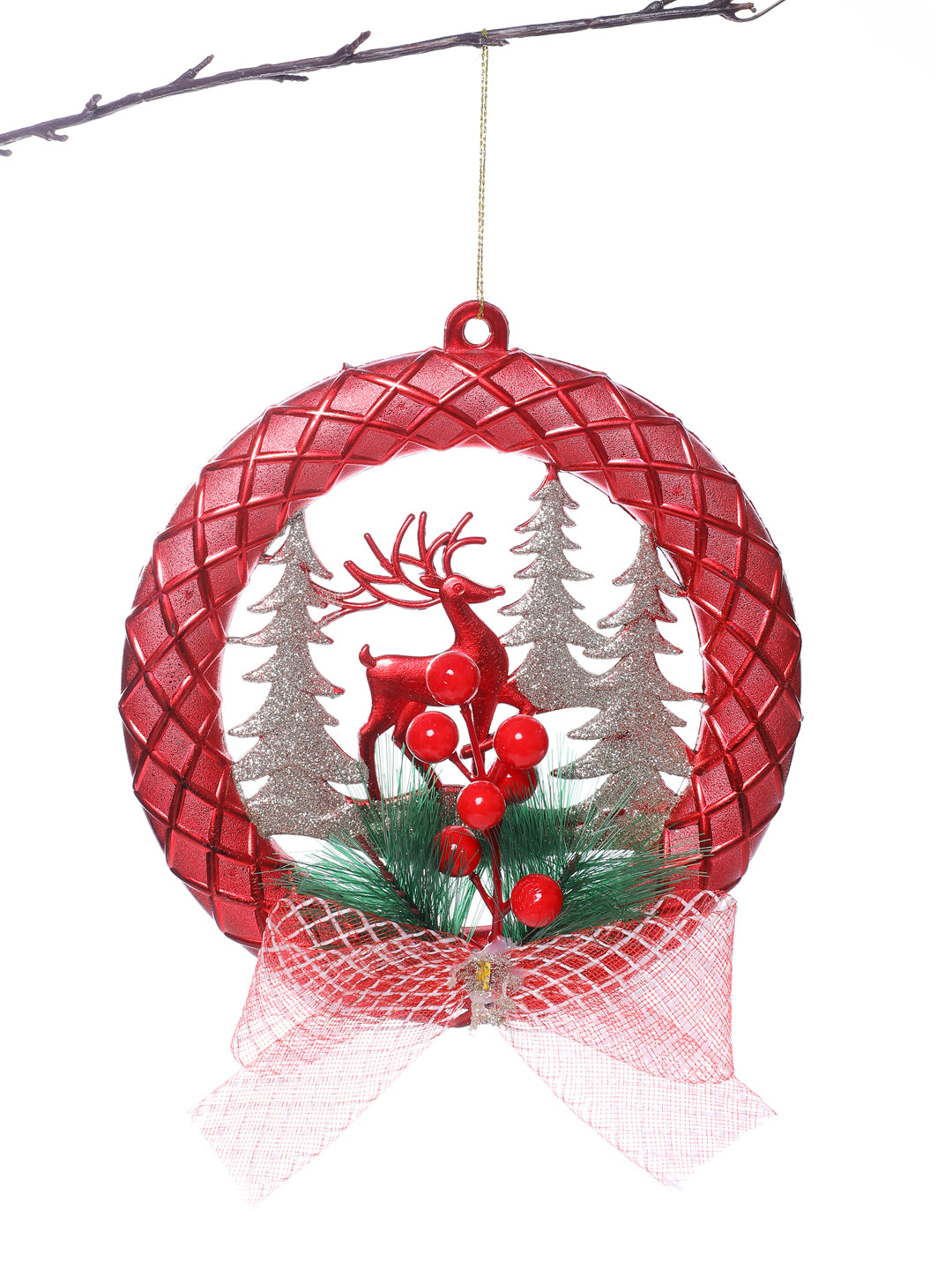 Set Of 2 Red & Green Classic Wreath