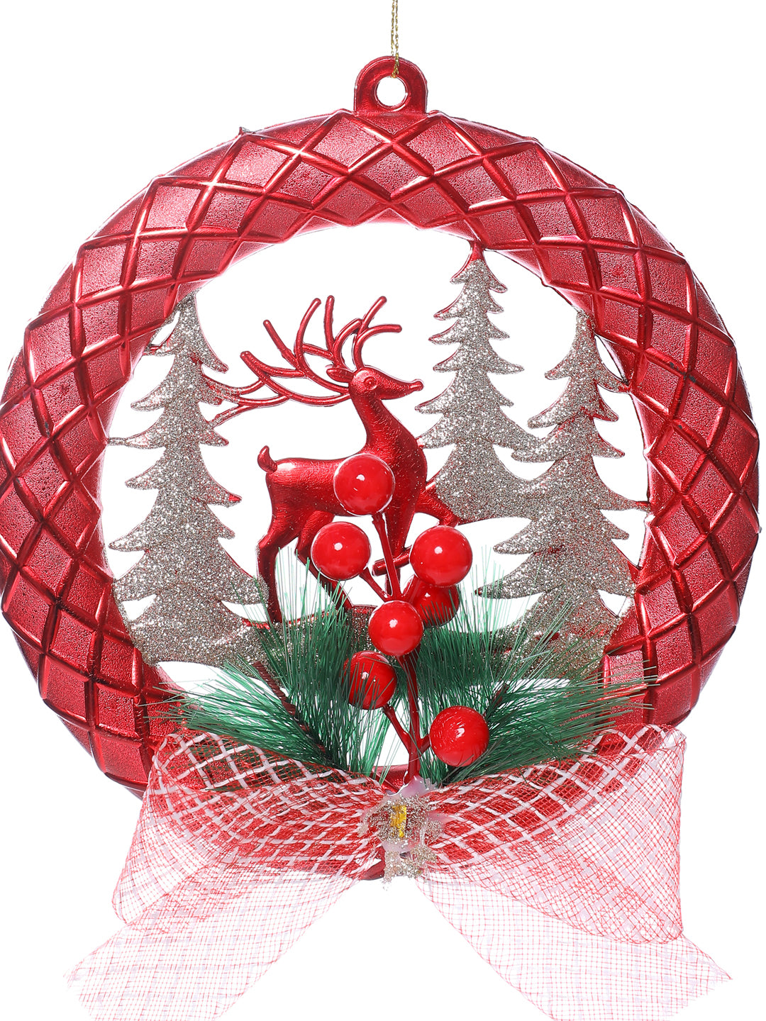 Set Of 2 Red & Green Classic Wreath