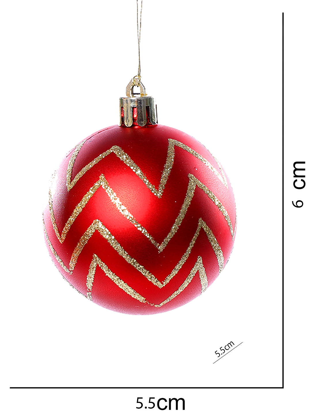 Set Of 12 Red & White Sparkling Joy Christmas Ornaments