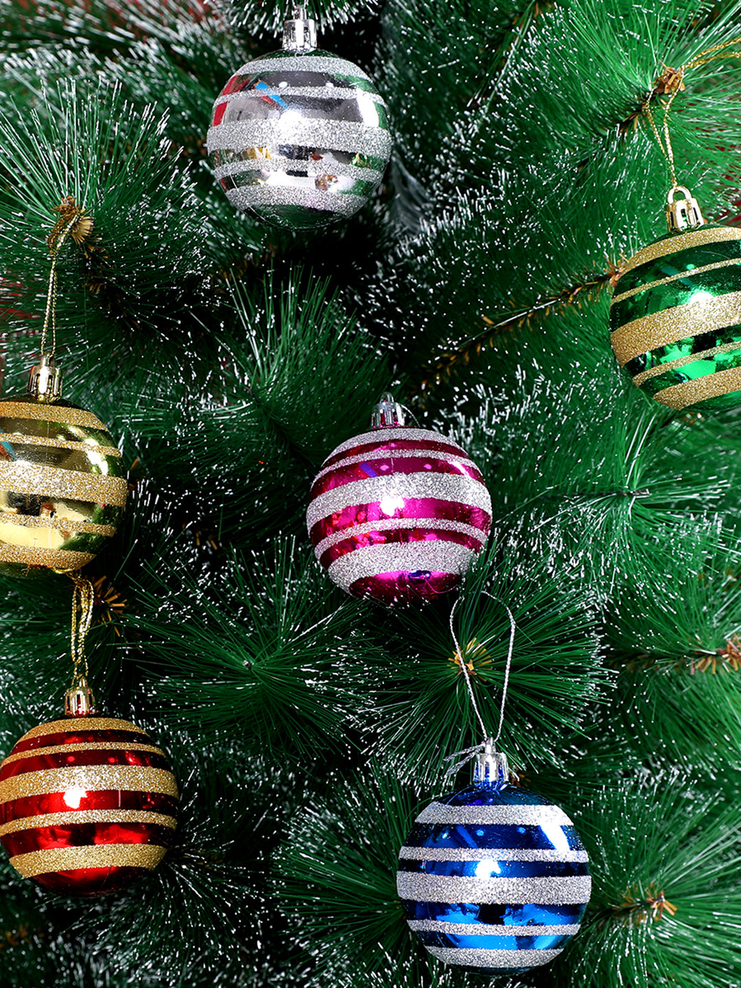 Set Of 12 Vivid Holiday Hues Ornaments