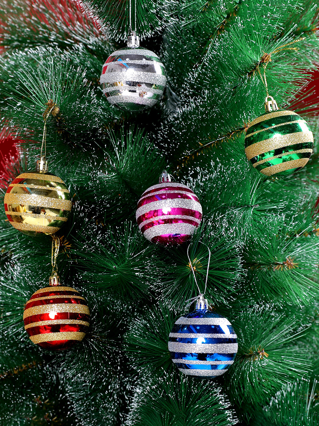 Set Of 12 Vivid Holiday Hues Ornaments