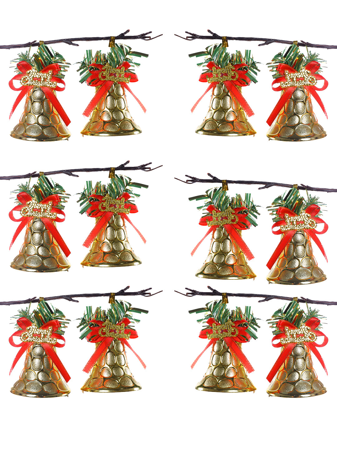 TAYHAA12 Pcs Red & Green Chiming Christmas Bells