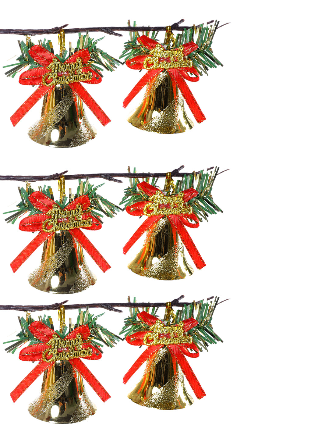 Set Of 12 Red Glittering Harmony Bells