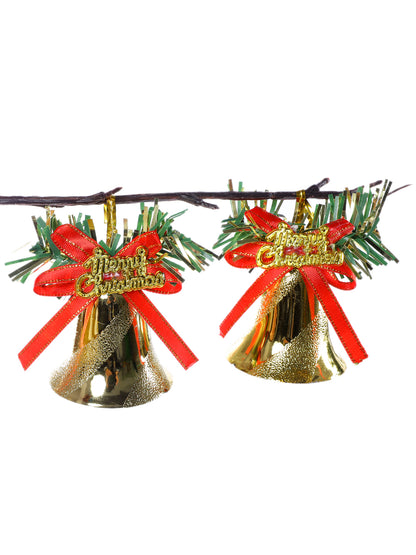 Set Of 12 Red Glittering Harmony Bells