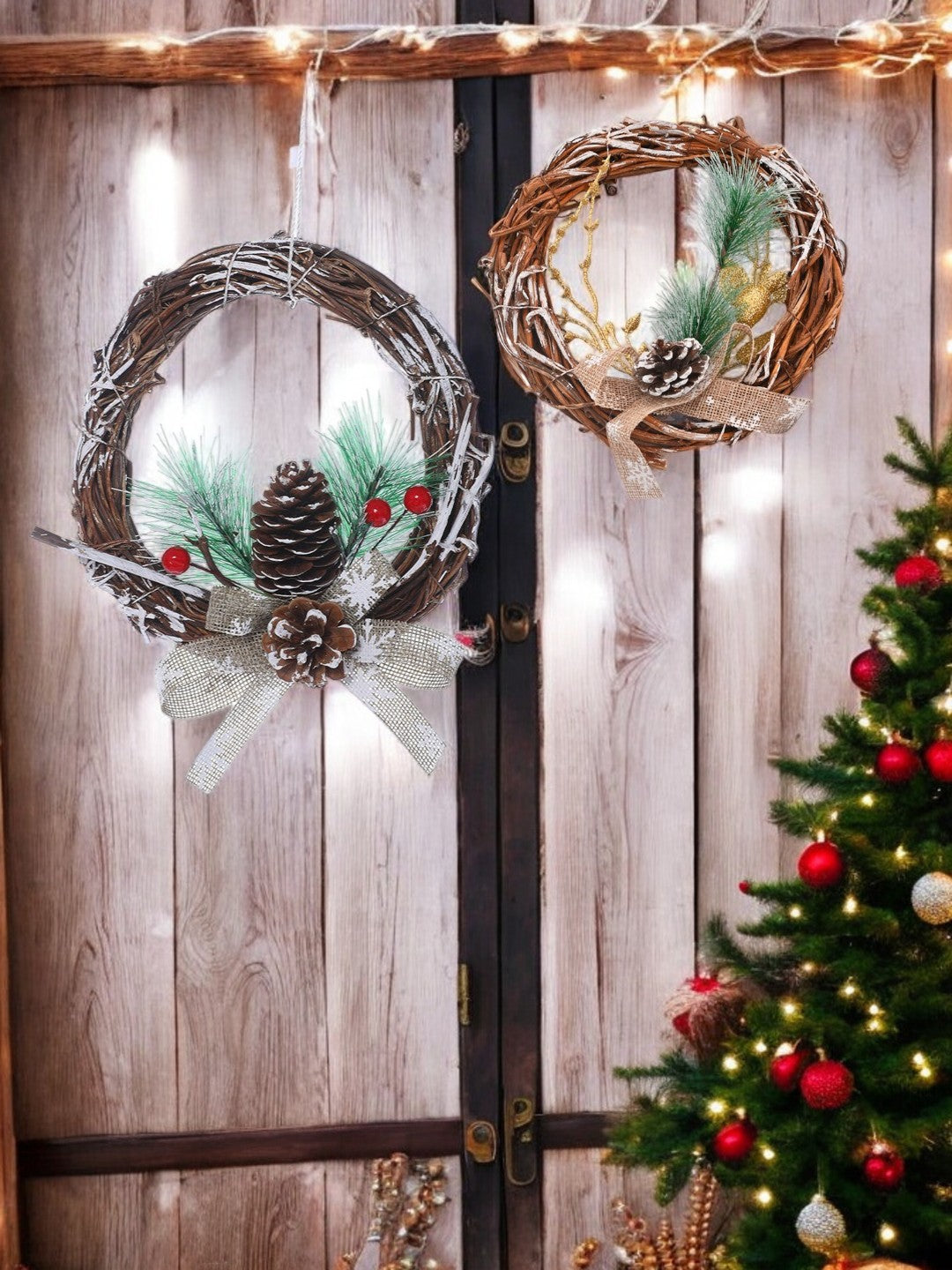 Set Of 2 Holiday Charm Wreath