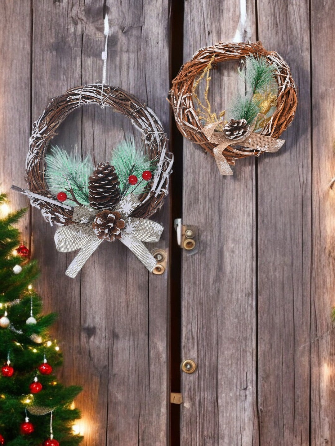 Set Of 2 Holiday Charm Wreath