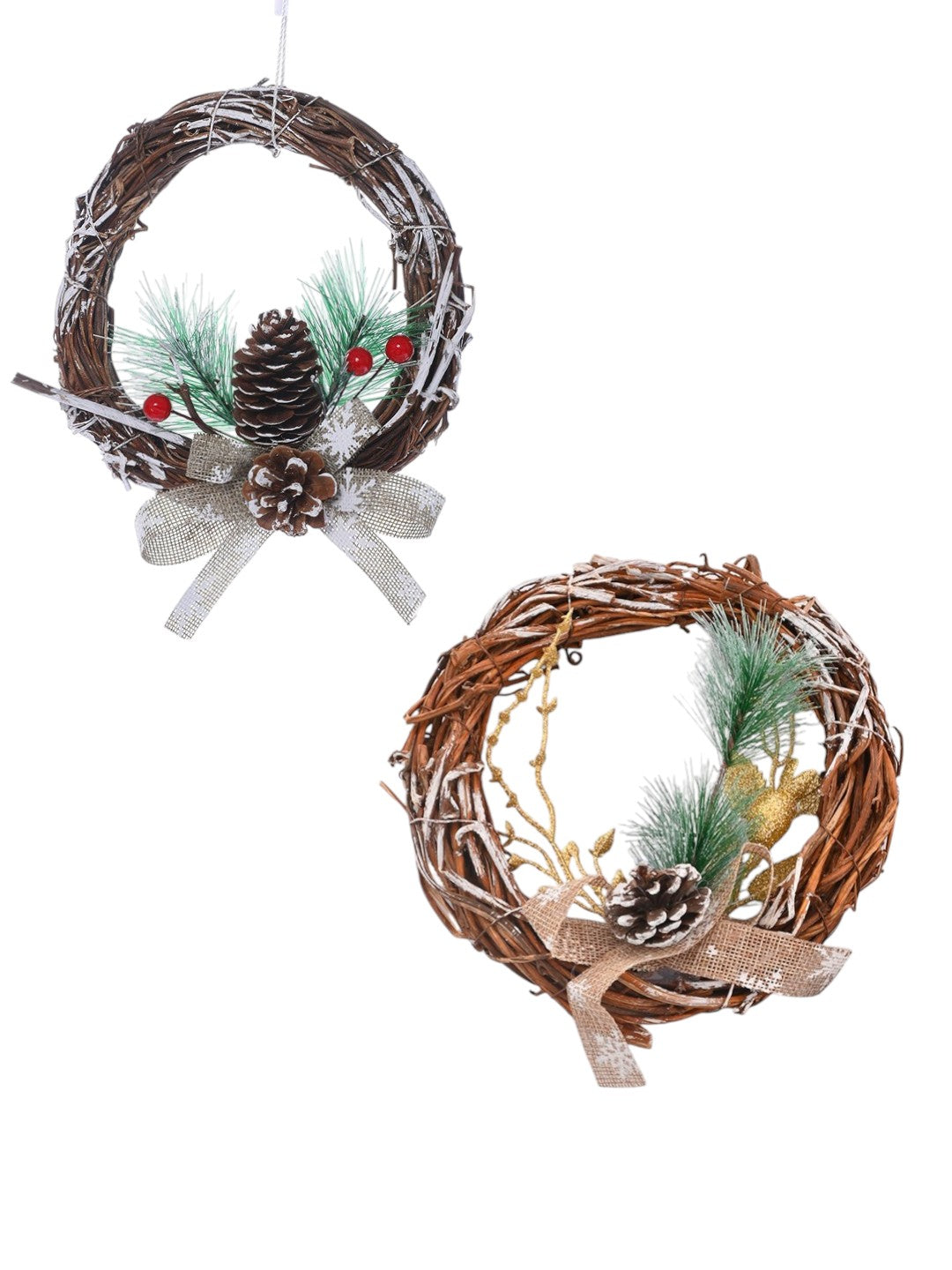 Set Of 2 Holiday Charm Wreath