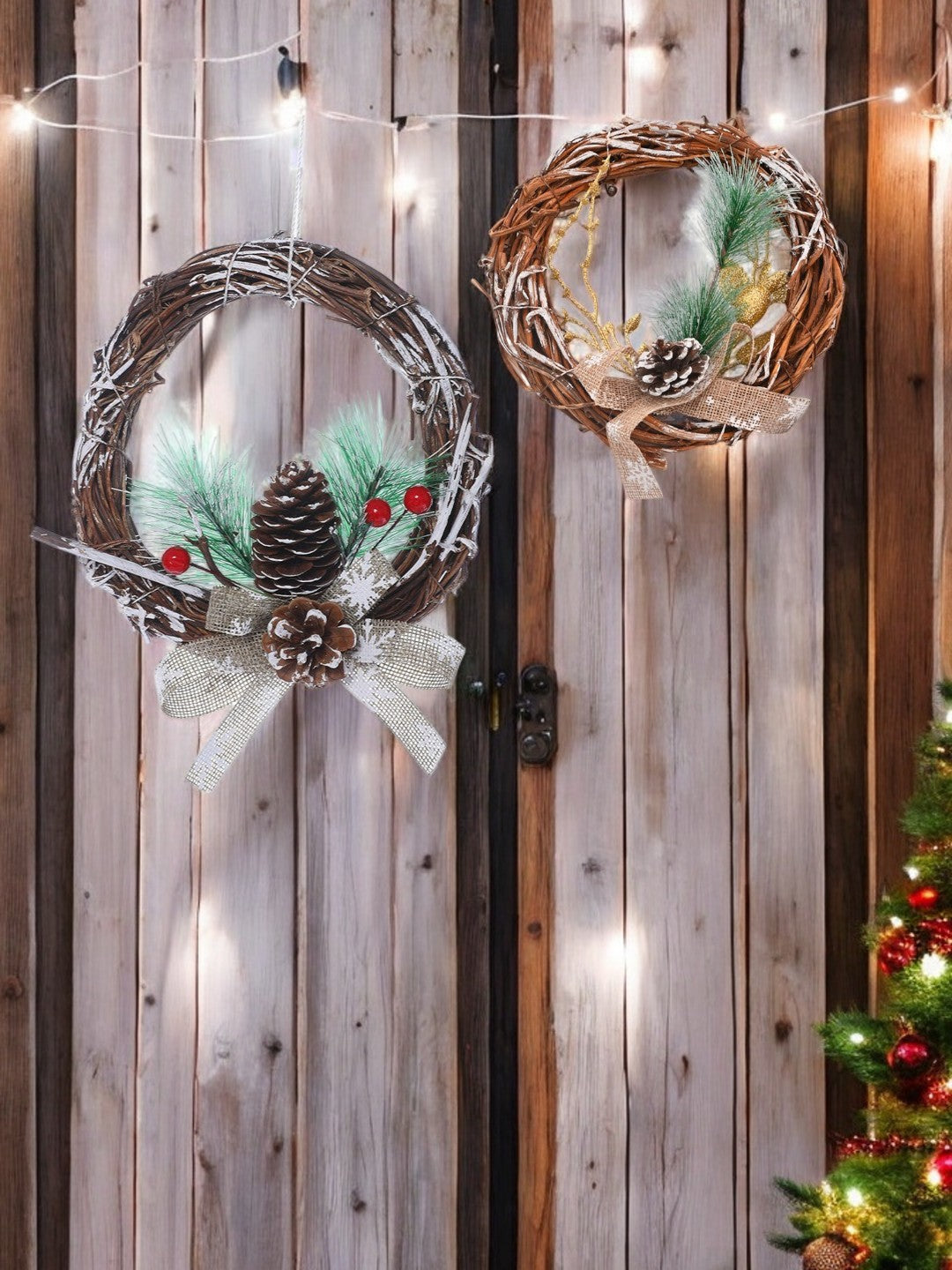 Set Of 2 Holiday Charm Wreath
