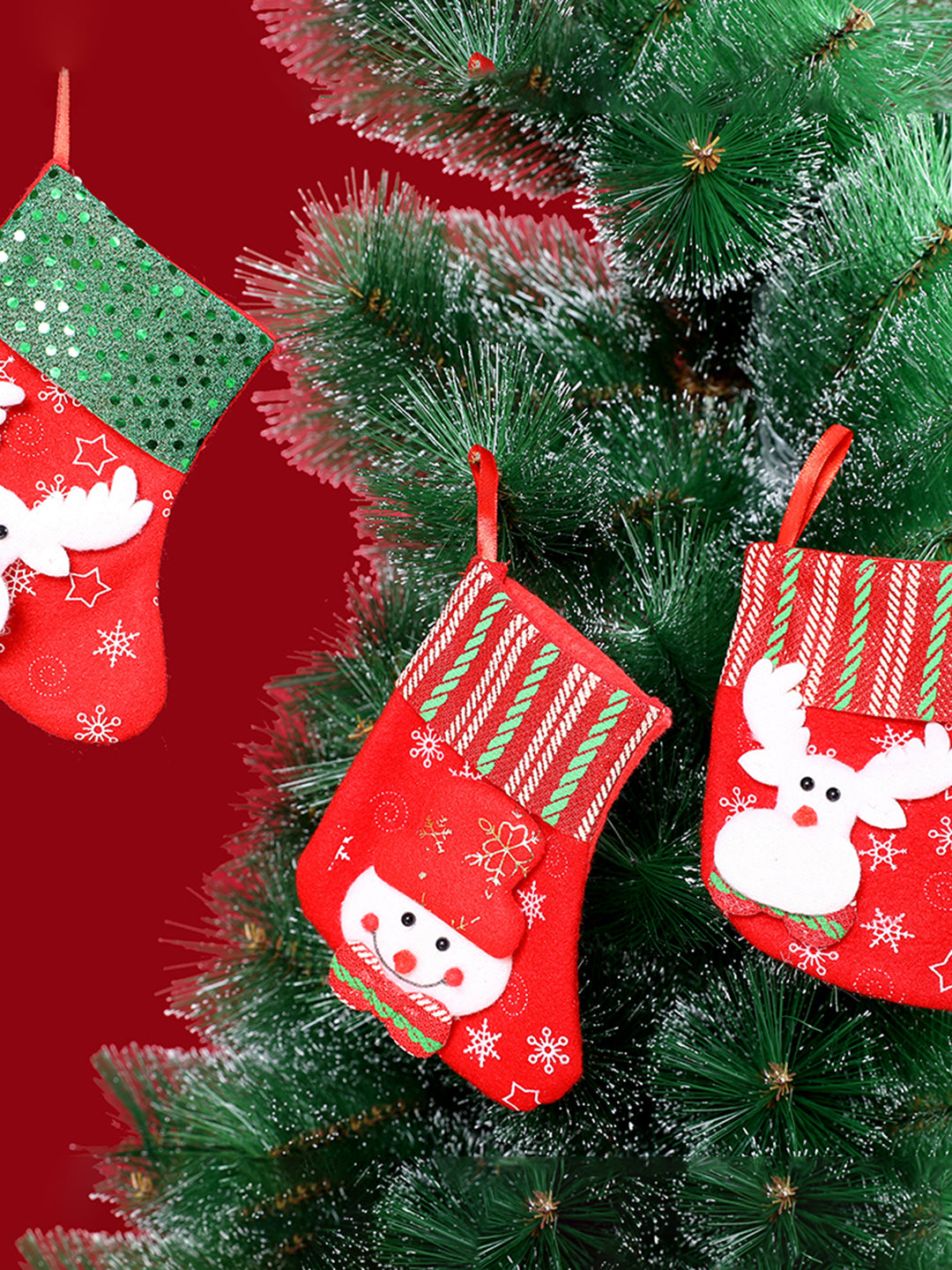 Set of 3 Joyful Christmas Stocking Ornament