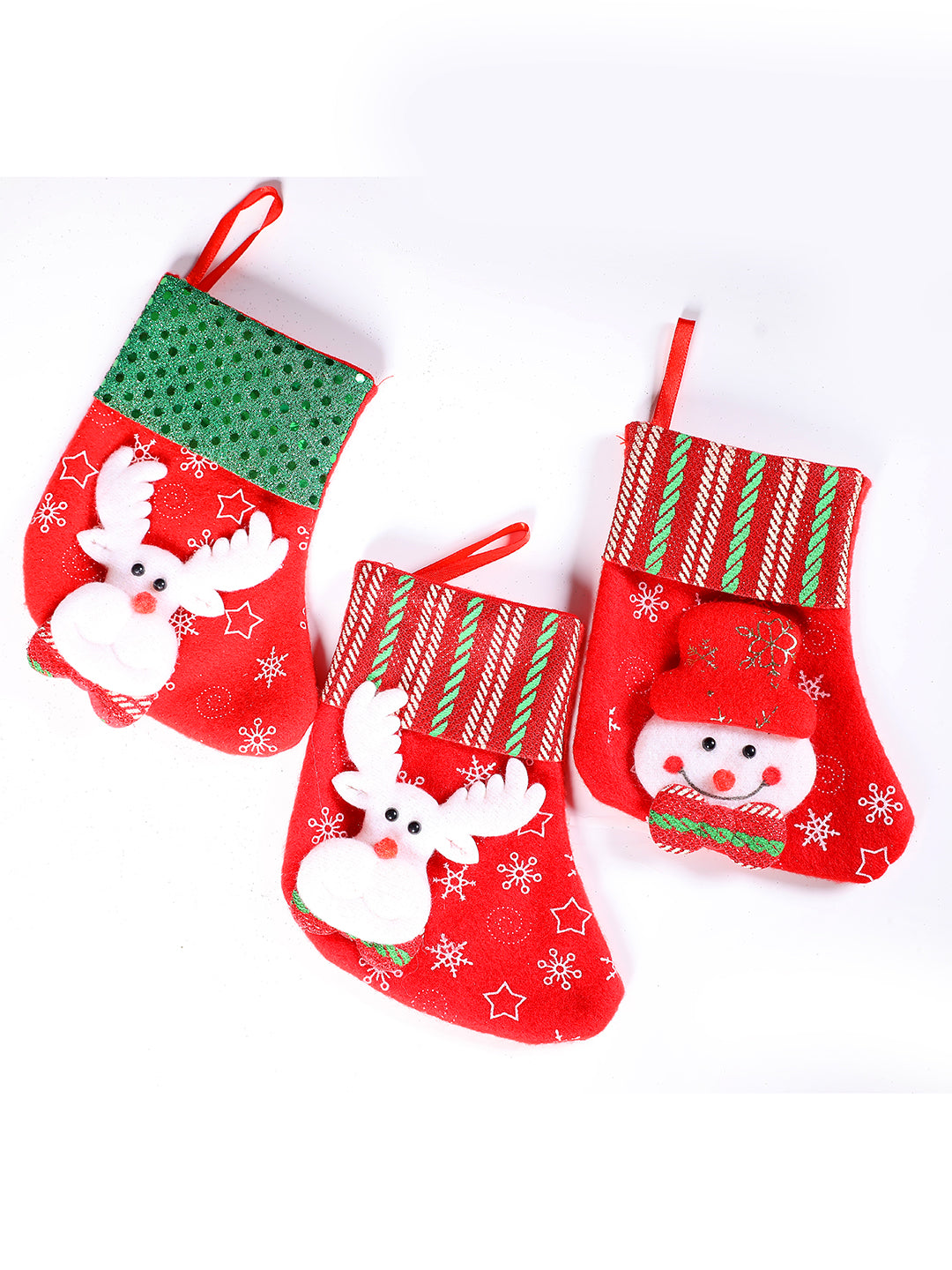 Set of 3 Joyful Christmas Stocking Ornament