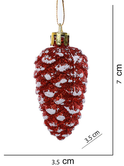Set Of 12 Scarlet Splendor Pinecones