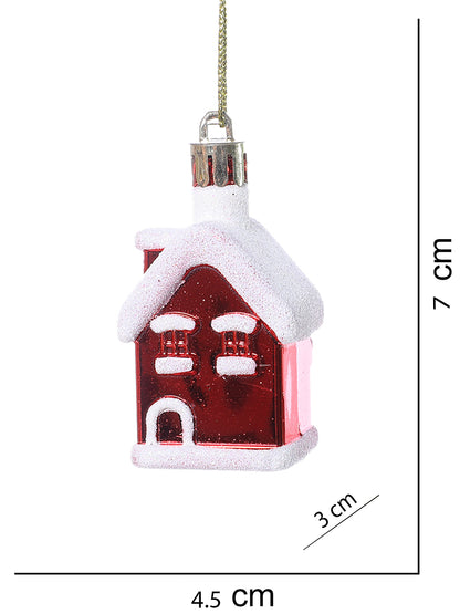 Set Of 8 Red & White Snowy Home Hangings