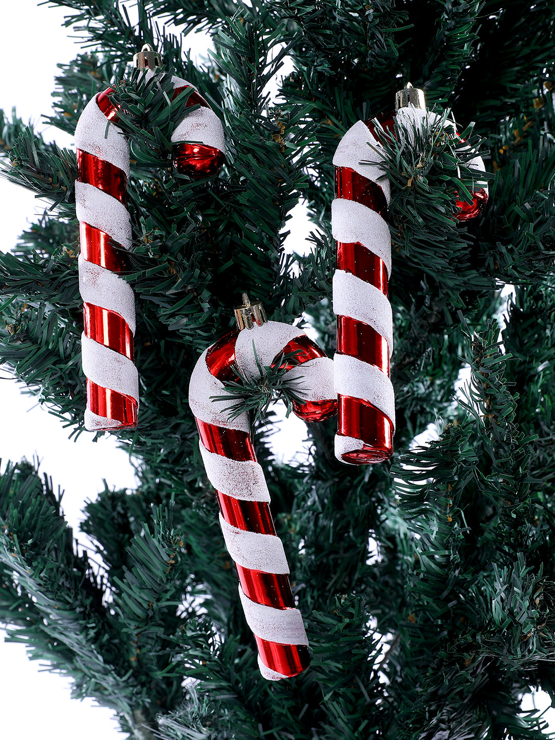 Set Of 2 Red & White Cany Cane Ornament