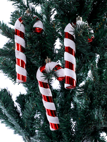 Set Of 2 Red & White Cany Cane Ornament