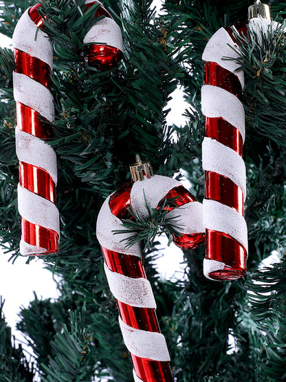 Set Of 2 Red & White Cany Cane Ornament