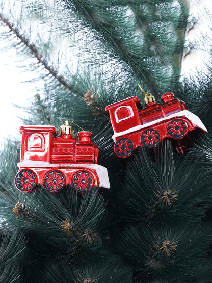 Set Of 4 Red & White Santa's Express Miniature Train